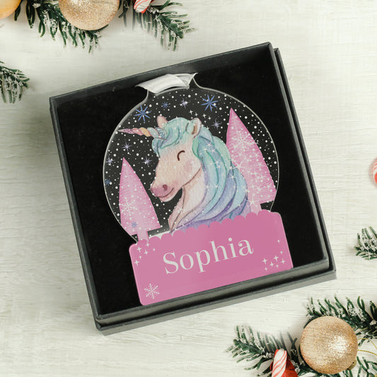 Personalised Unicorn Acrylic Snowglobe Decoration - image 2