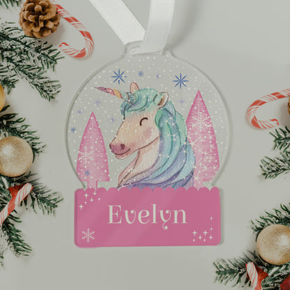 Personalised Unicorn Acrylic Snowglobe Decoration - image 3
