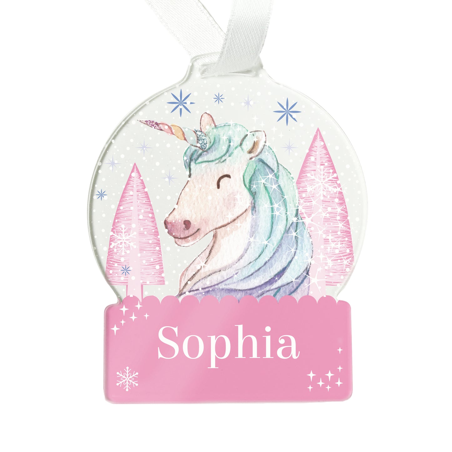 Personalised Unicorn Acrylic Snowglobe Decoration - image 4