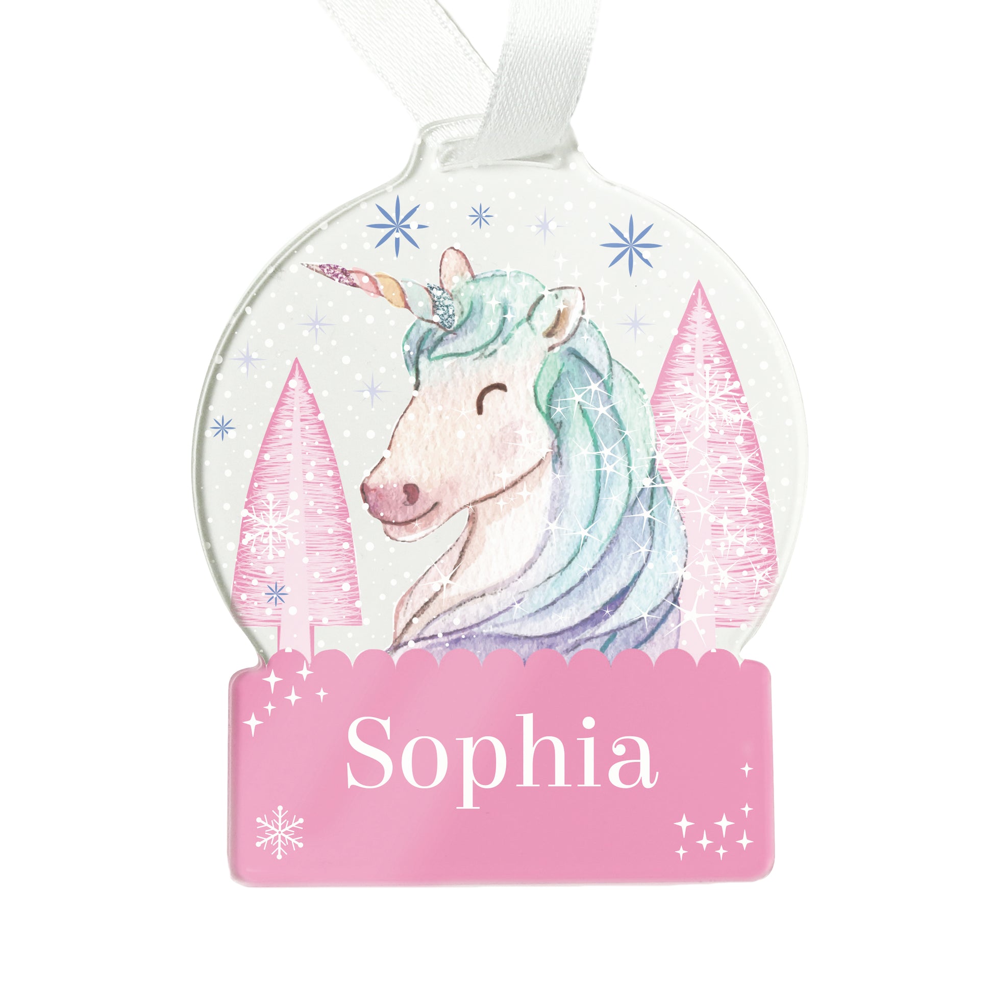 Personalised Unicorn Acrylic Snowglobe Decoration - image 4