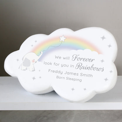 Personalised Rainbow Elephant Cloud Memorial Resin Stone - image 2