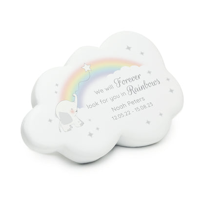 Personalised Rainbow Elephant Cloud Memorial Resin Stone - image 4