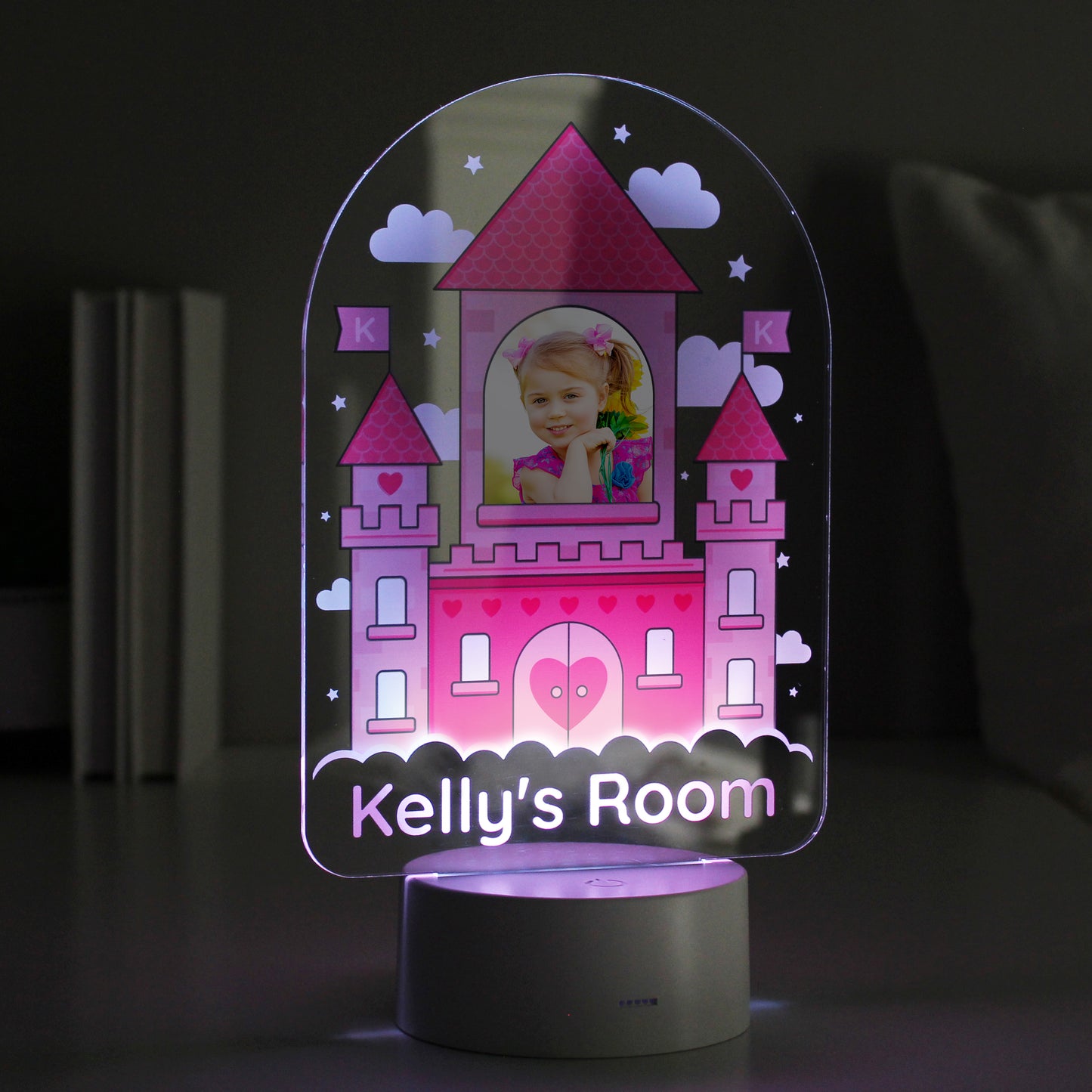 Personalised Pink Castle Photo Upload LED Colour Changing Night Light from Heartfelt Gifts