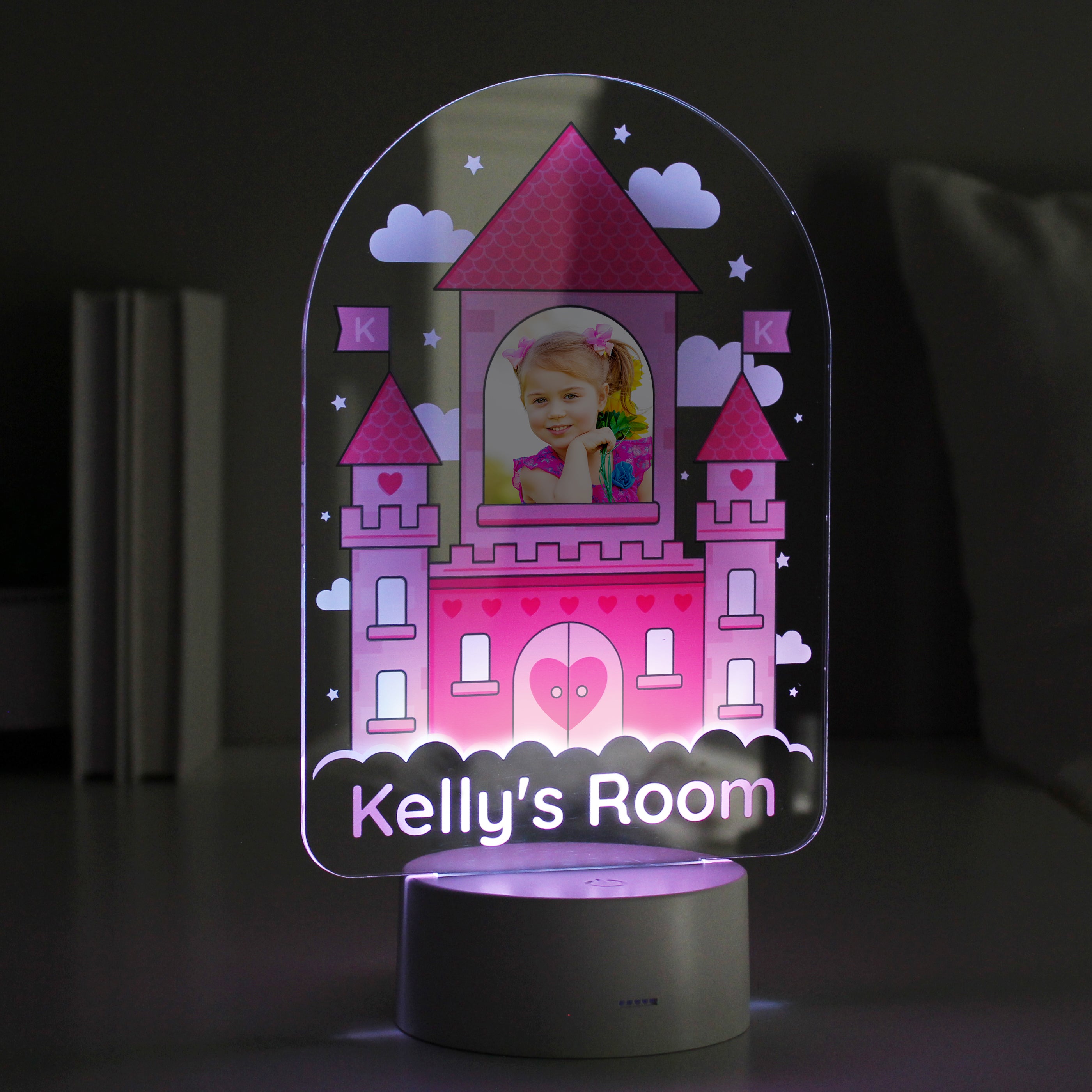 Personalised Pink Castle Photo Upload LED Colour Changing Night Light from Heartfelt Gifts