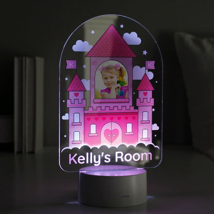 Personalised Pink Castle Photo Upload LED Colour Changing Night Light from Heartfelt Gifts