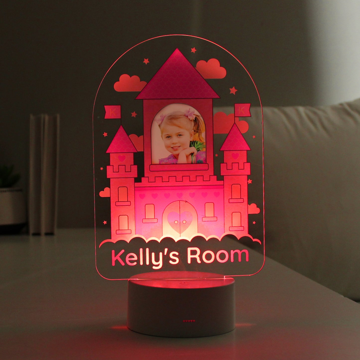 Personalised Pink Castle Photo Upload LED Colour Changing Night Light - image 3