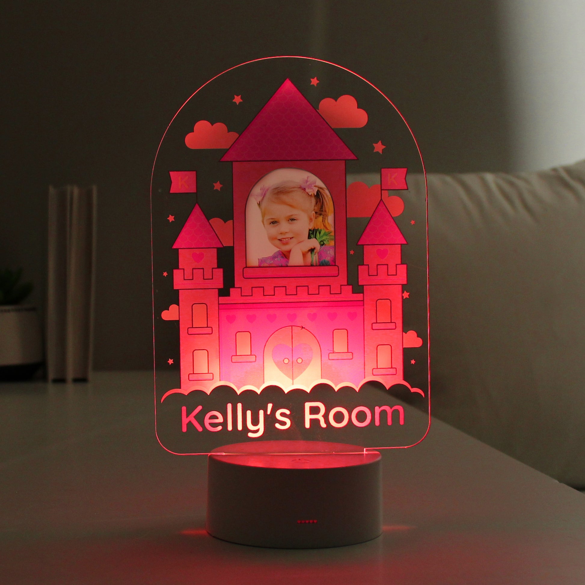Personalised Pink Castle Photo Upload LED Colour Changing Night Light - image 3