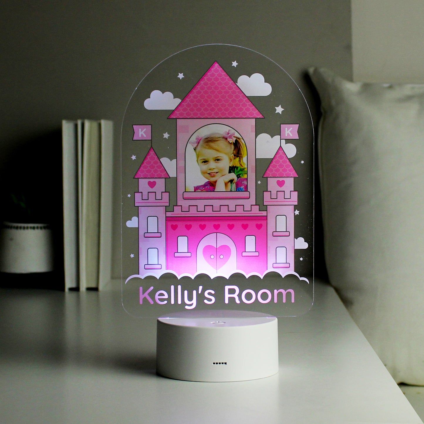 Personalised Pink Castle Photo Upload LED Colour Changing Night Light - image 4