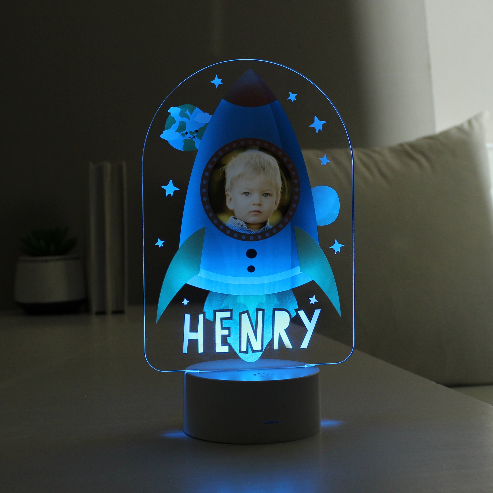 Personalised Rocket Photo Upload LED Colour Changing Night Light - image 3