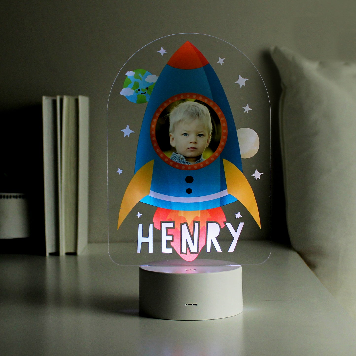 Personalised Rocket Photo Upload LED Colour Changing Night Light - image 4