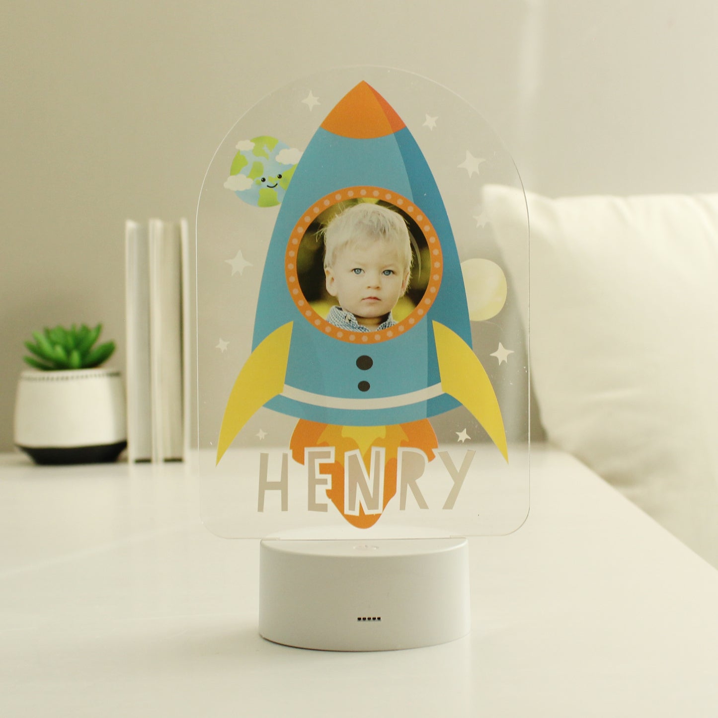 Personalised Rocket Photo Upload LED Colour Changing Night Light - image 5