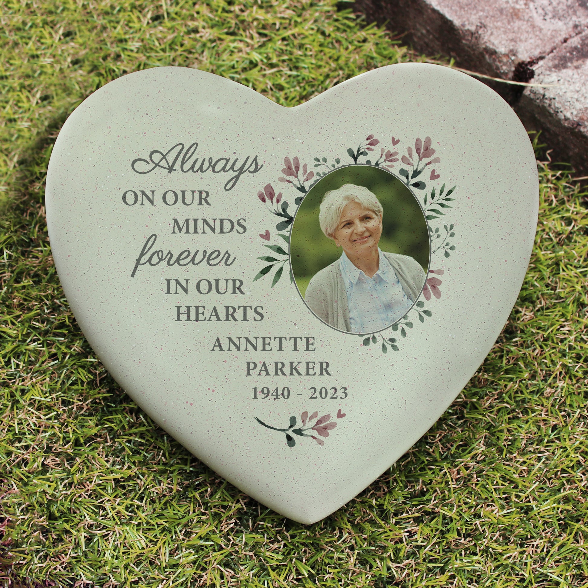 Personalised Floral Photo Upload Memorial Resin Heart from Heartfelt Gifts