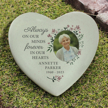 Personalised Floral Photo Upload Memorial Resin Heart from Heartfelt Gifts