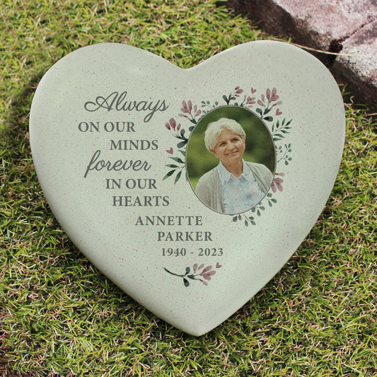 Personalised Floral Photo Upload Memorial Resin Heart from Heartfelt Gifts