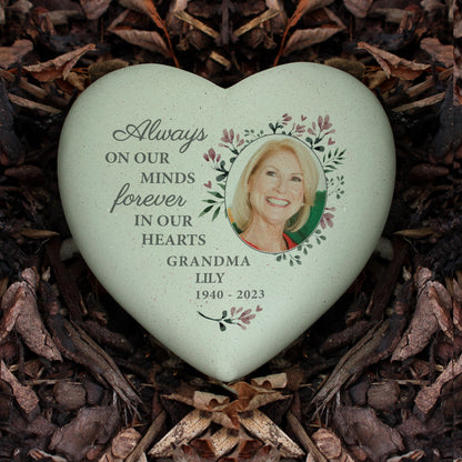 Personalised Floral Photo Upload Memorial Resin Heart - image 3