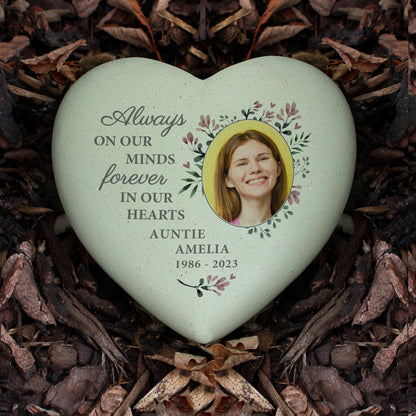 Personalised Floral Photo Upload Memorial Resin Heart - image 4