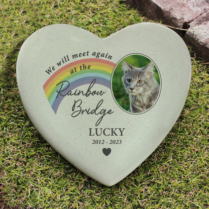 Personalised Pet Rainbow Photo Upload Memorial Resin Heart from Heartfelt Gifts