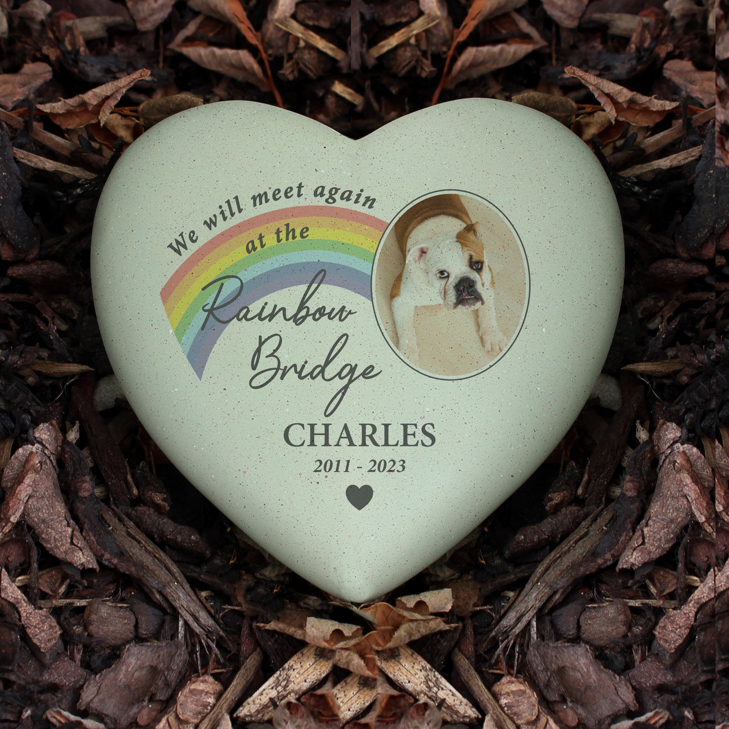 Personalised Pet Rainbow Photo Upload Memorial Resin Heart - image 2