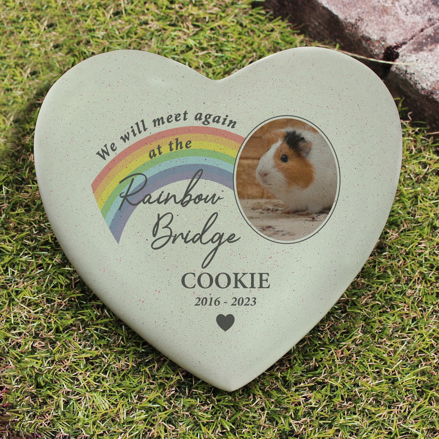 Personalised Pet Rainbow Photo Upload Memorial Resin Heart - image 3