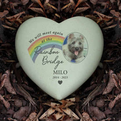Personalised Pet Rainbow Photo Upload Memorial Resin Heart - image 4