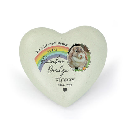 Personalised Pet Rainbow Photo Upload Memorial Resin Heart - image 5