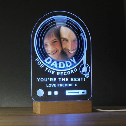 Personalised Record Photo Upload Wooden Based LED Light - image 3