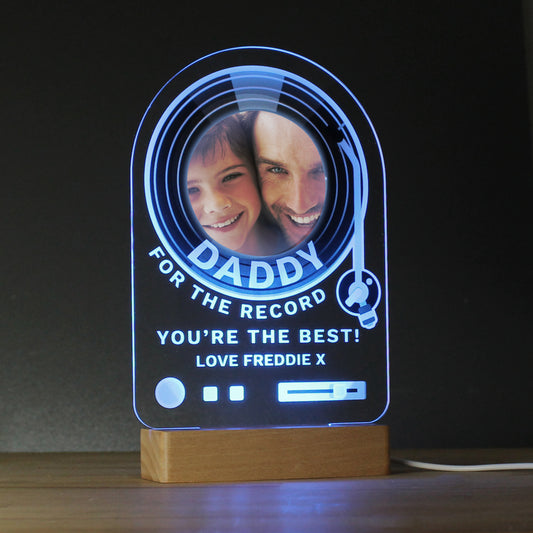 Personalised Record Photo Upload Wooden Based LED Light - image 3