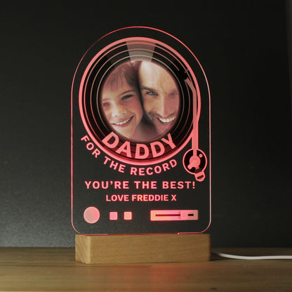Personalised Record Photo Upload Wooden Based LED Light - image 4