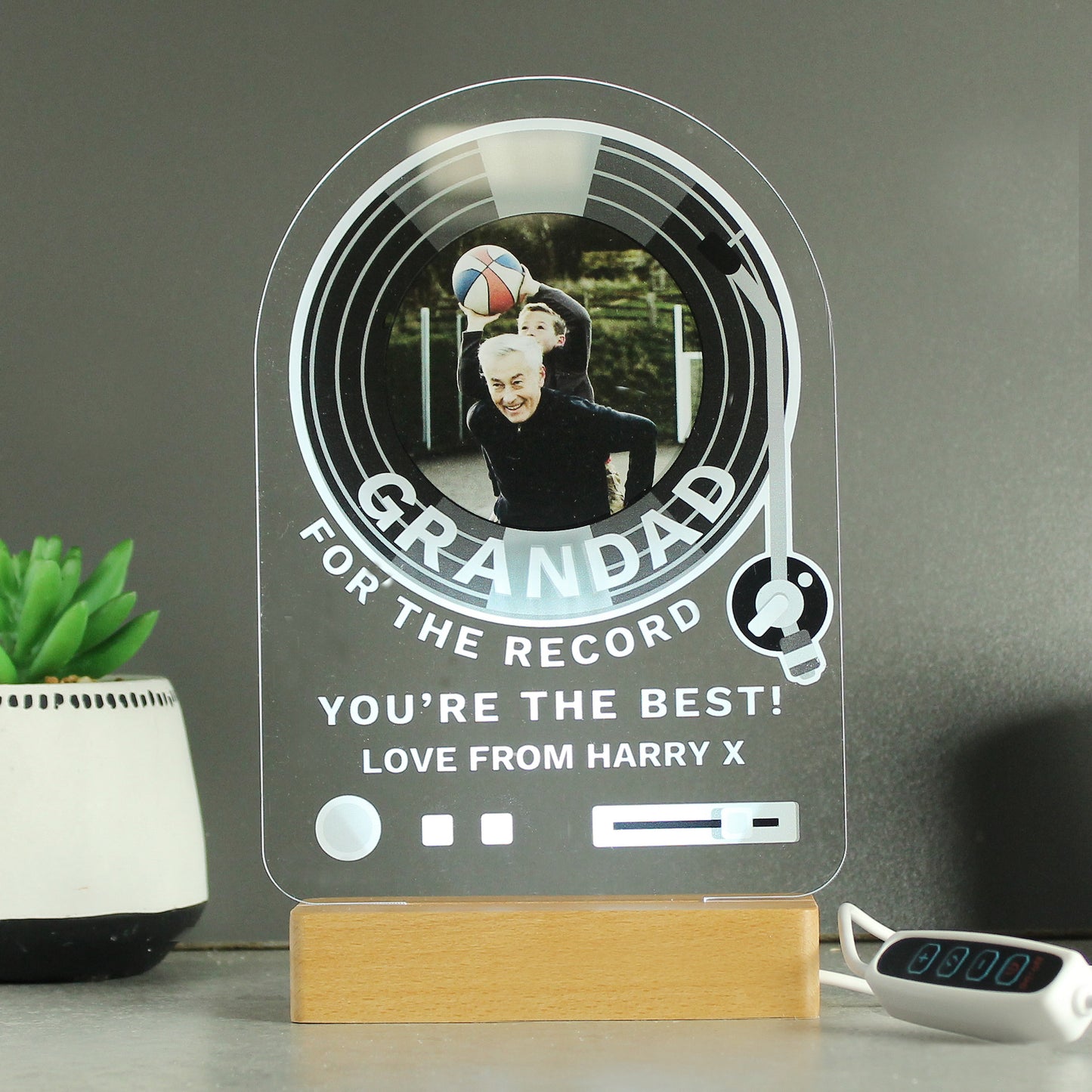 Personalised Record Photo Upload Wooden Based LED Light - image 5