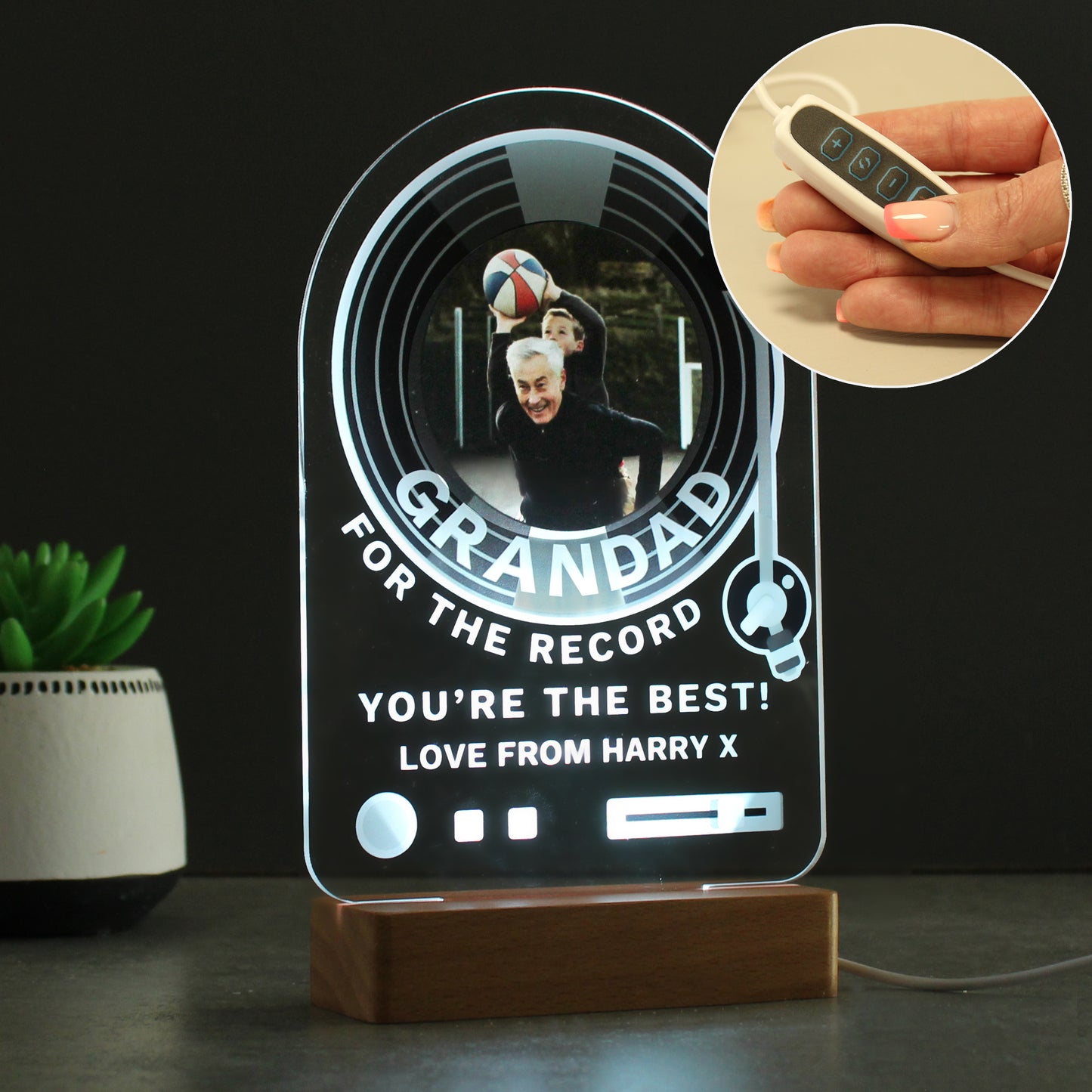 Personalised Record Photo Upload Wooden Based LED Light - image 6