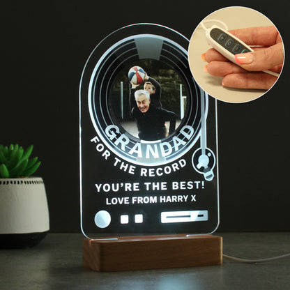 Personalised Record Photo Upload Wooden Based LED Light - image 6