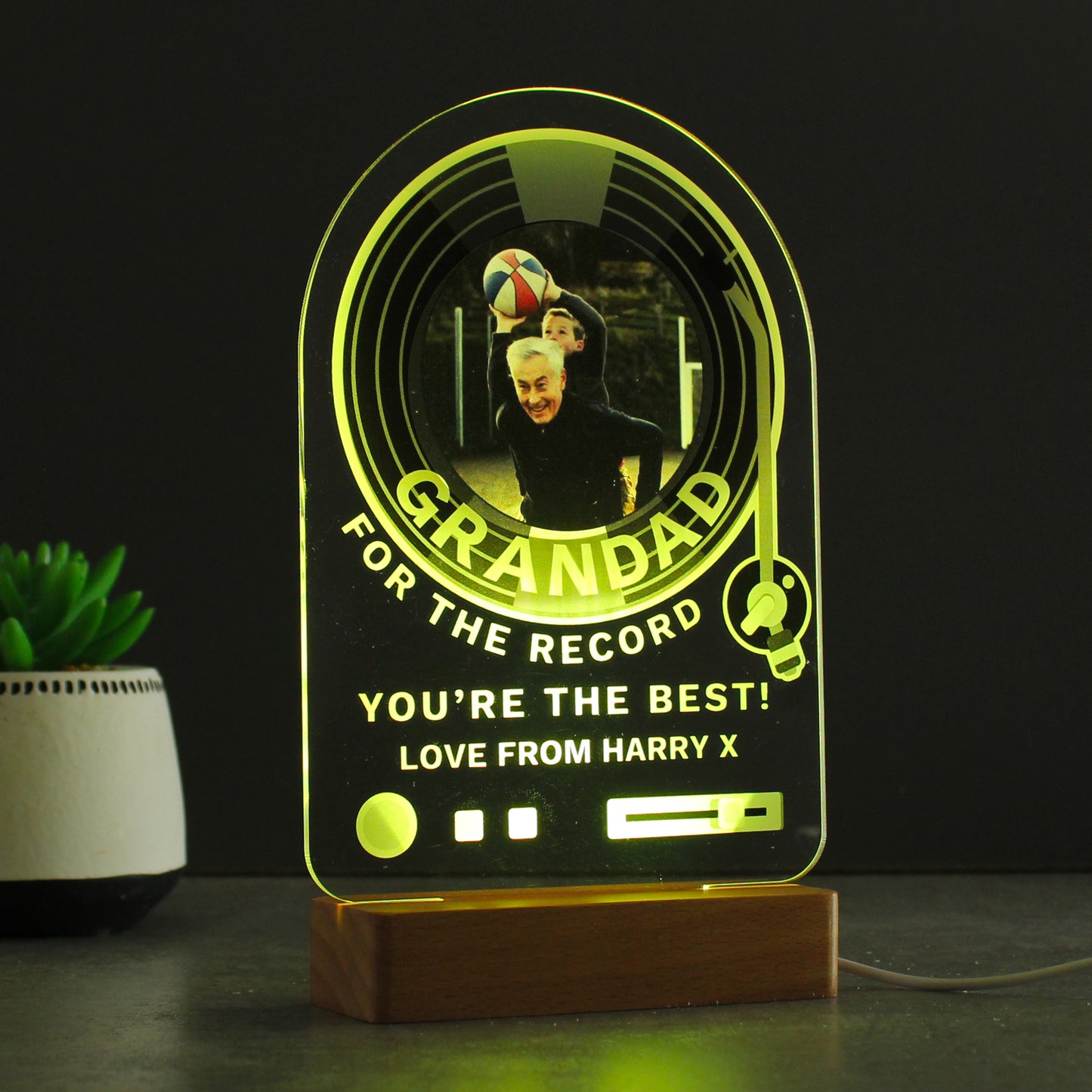 Personalised Record Photo Upload Wooden Based LED Light - image 7