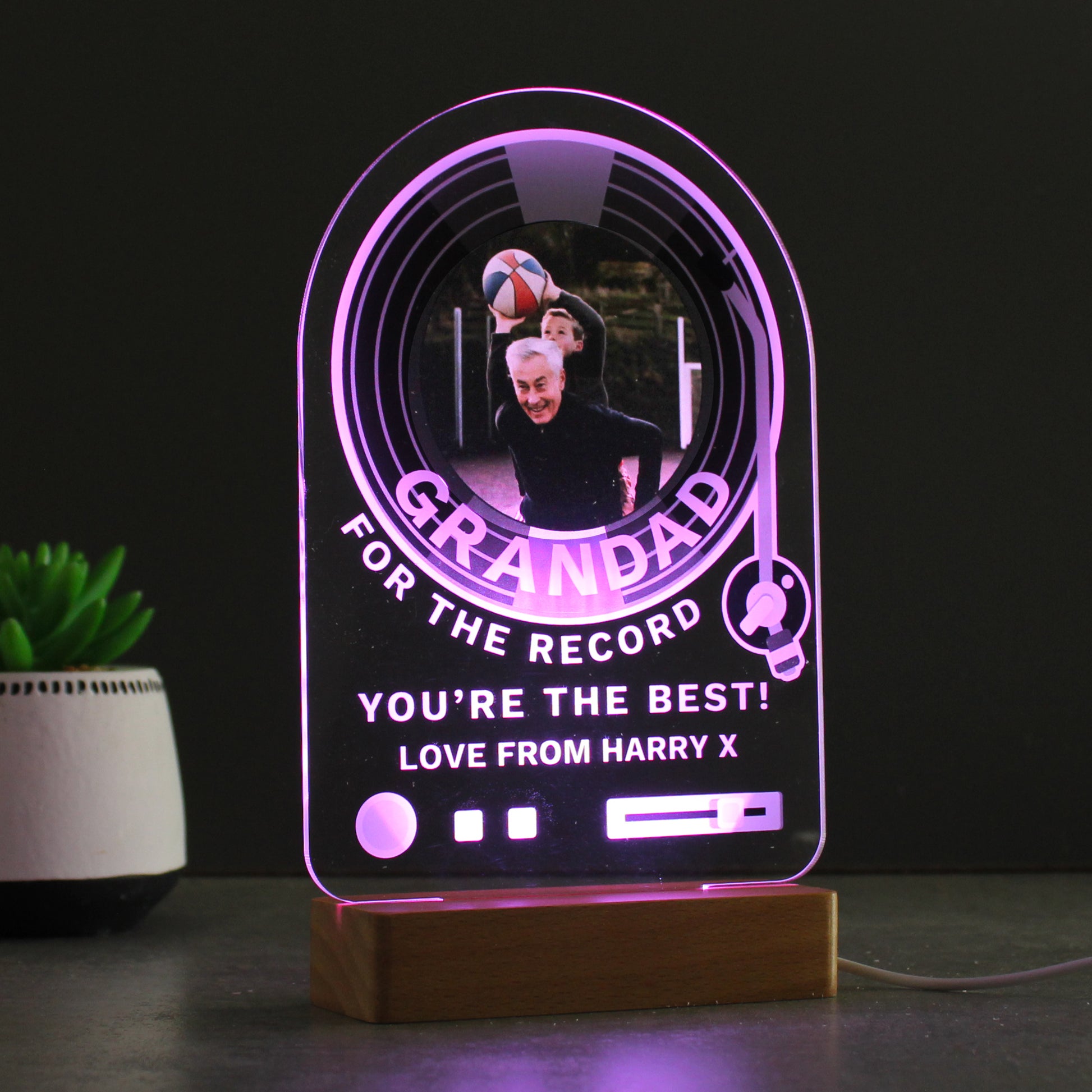 Personalised Record Photo Upload Wooden Based LED Light - image 8