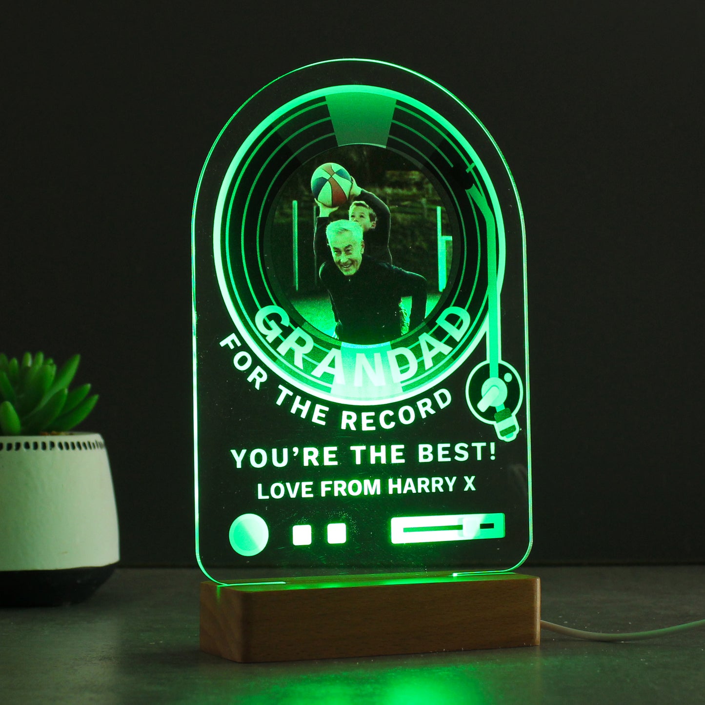 Personalised Record Photo Upload Wooden Based LED Light - image 10