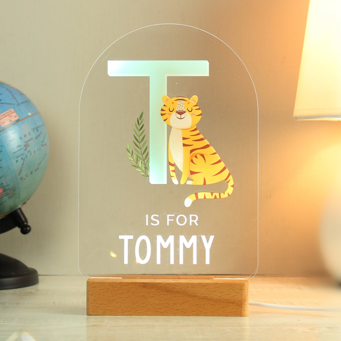 Personalised Animal Alphabet Wooden Based LED Light from Heartfelt Gifts