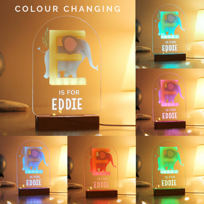 Personalised Animal Alphabet Wooden Based LED Light - image 2