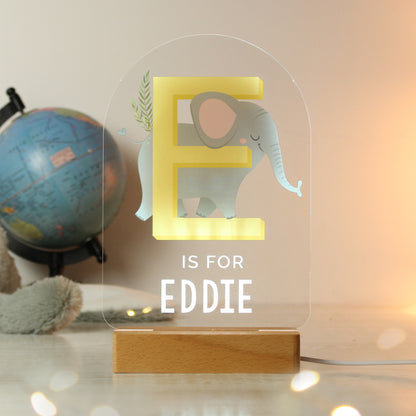 Personalised Animal Alphabet Wooden Based LED Light - image 11