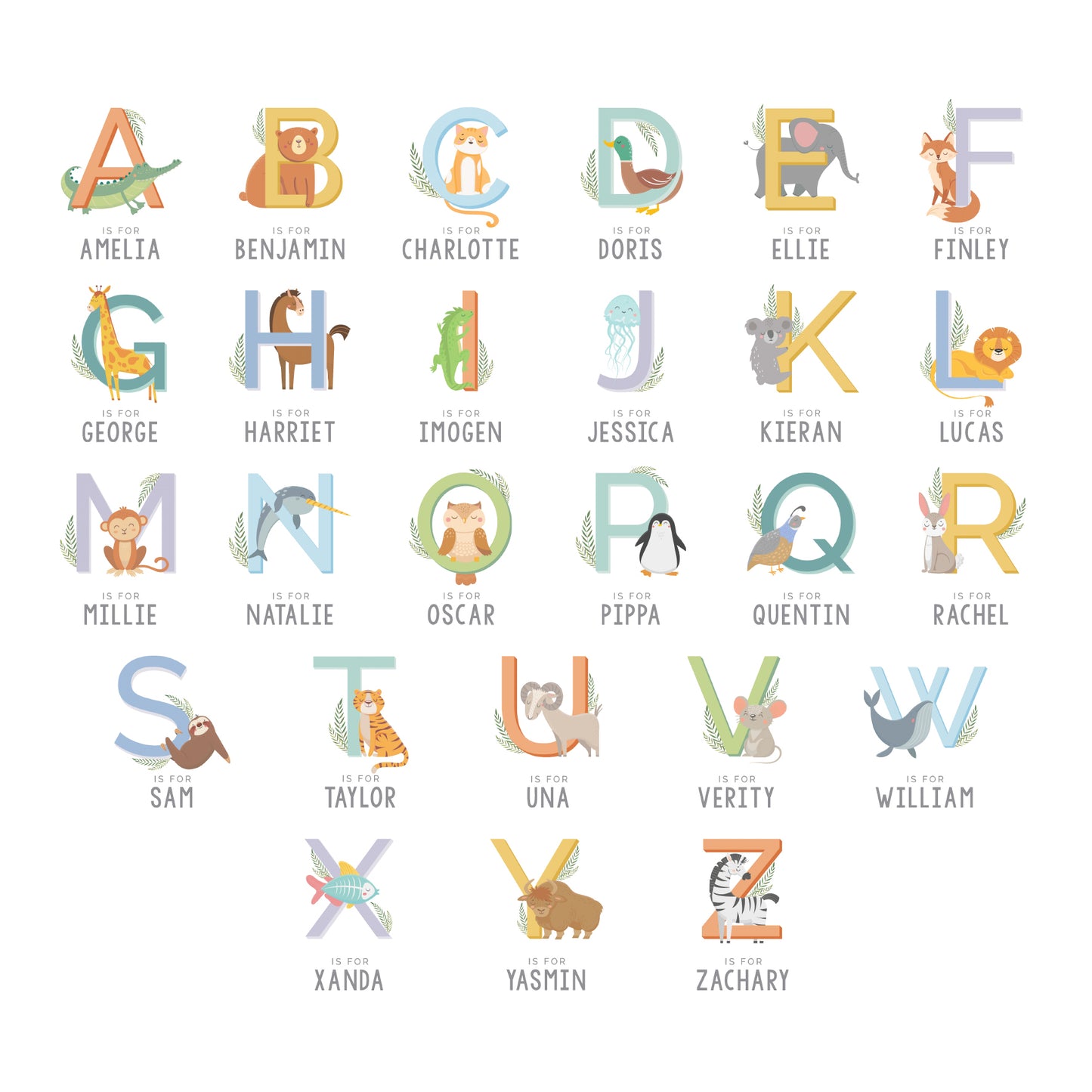 Personalised Animal Alphabet Wooden Based LED Light - image 13