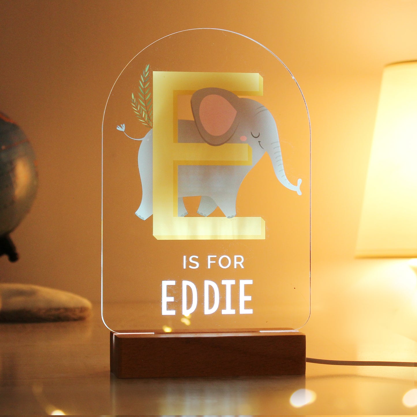 Personalised Animal Alphabet Wooden Based LED Light - image 3