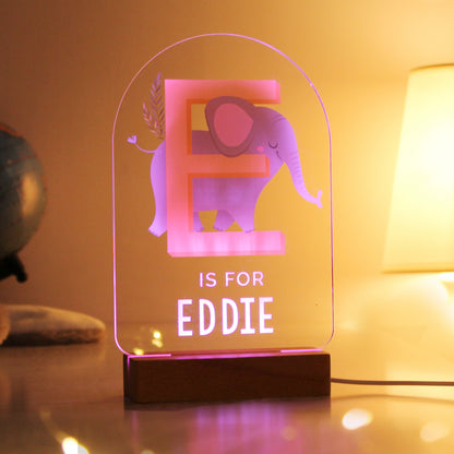 Personalised Animal Alphabet Wooden Based LED Light - image 4