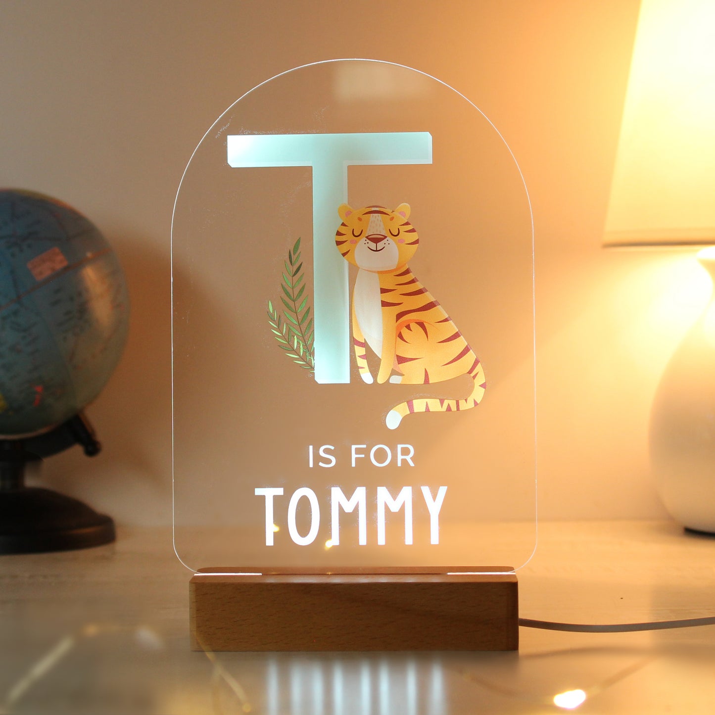 Personalised Animal Alphabet Wooden Based LED Light - image 5