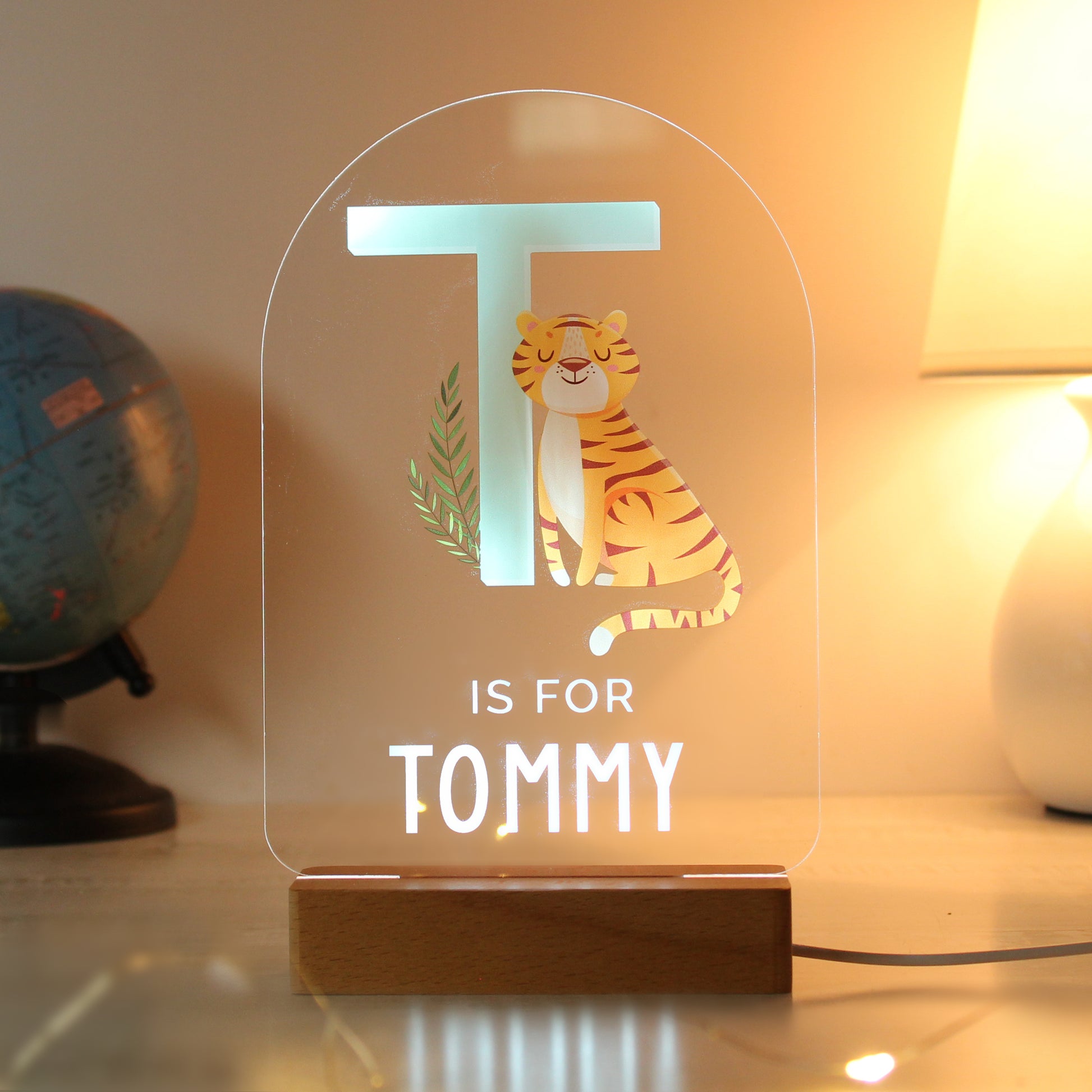 Personalised Animal Alphabet Wooden Based LED Light - image 5