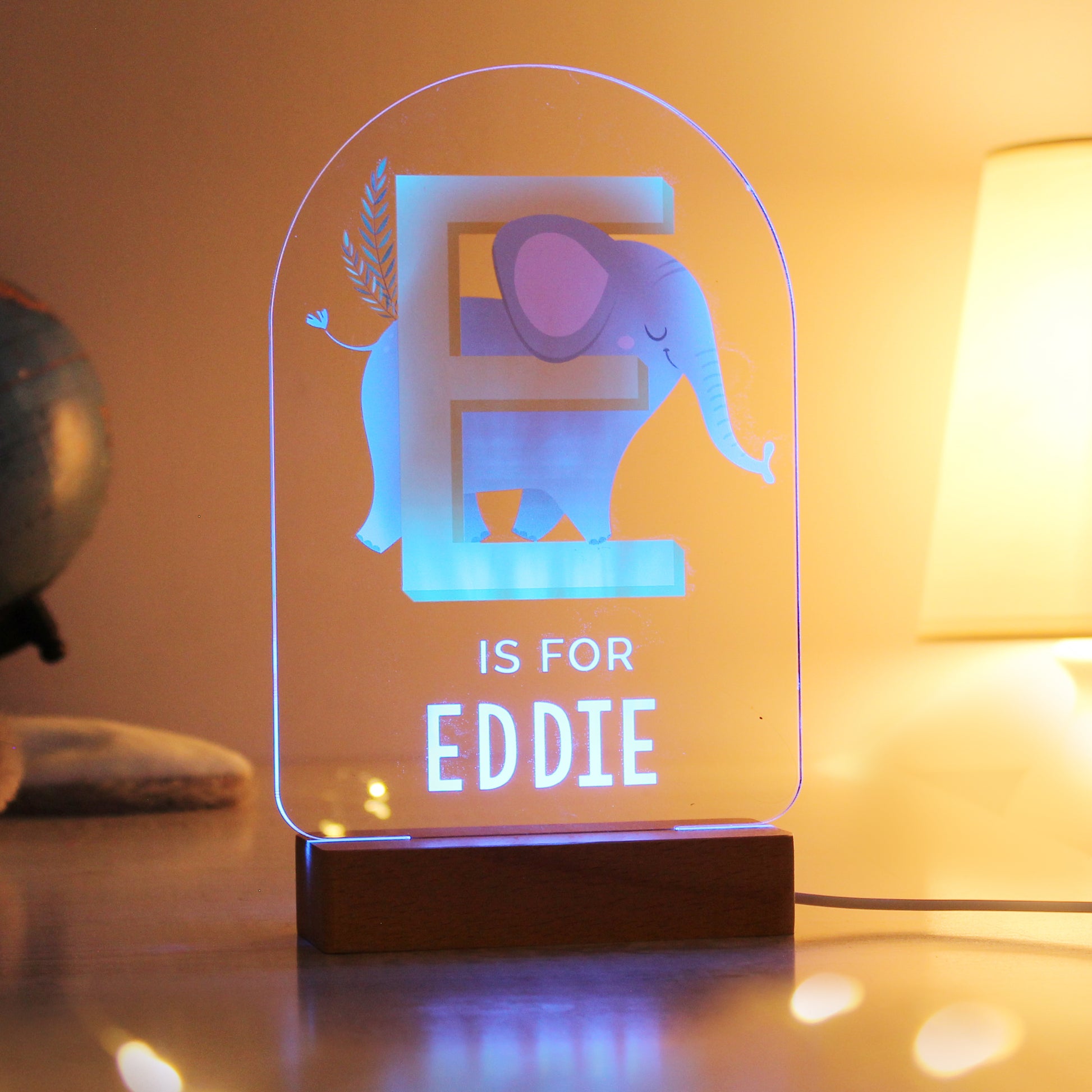 Personalised Animal Alphabet Wooden Based LED Light - image 7