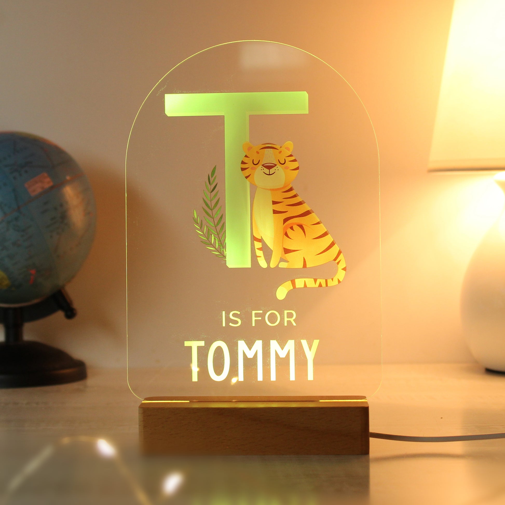 Personalised Animal Alphabet Wooden Based LED Light - image 9