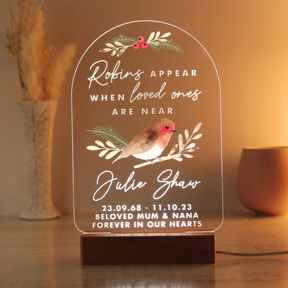 Personalised Robins Appear Wooden Based LED Light - image 14