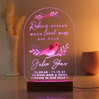 Personalised Robins Appear Wooden Based LED Light - image 7