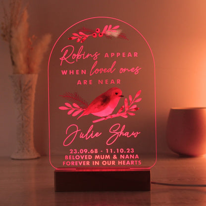 Personalised Robins Appear Wooden Based LED Light - image 10