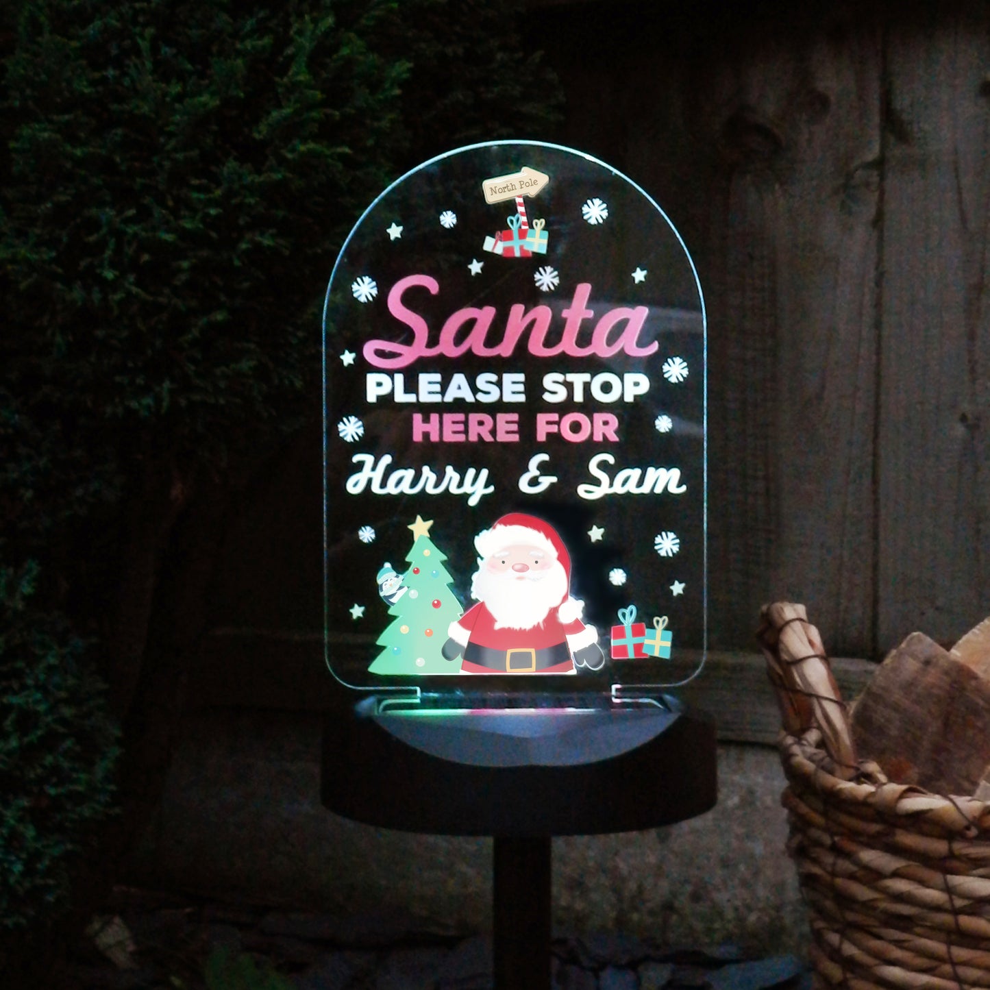 Personalised Santa Stop Here Outdoor Solar Light from Heartfelt Gifts