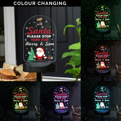 Personalised Santa Stop Here Outdoor Solar Light - image 2