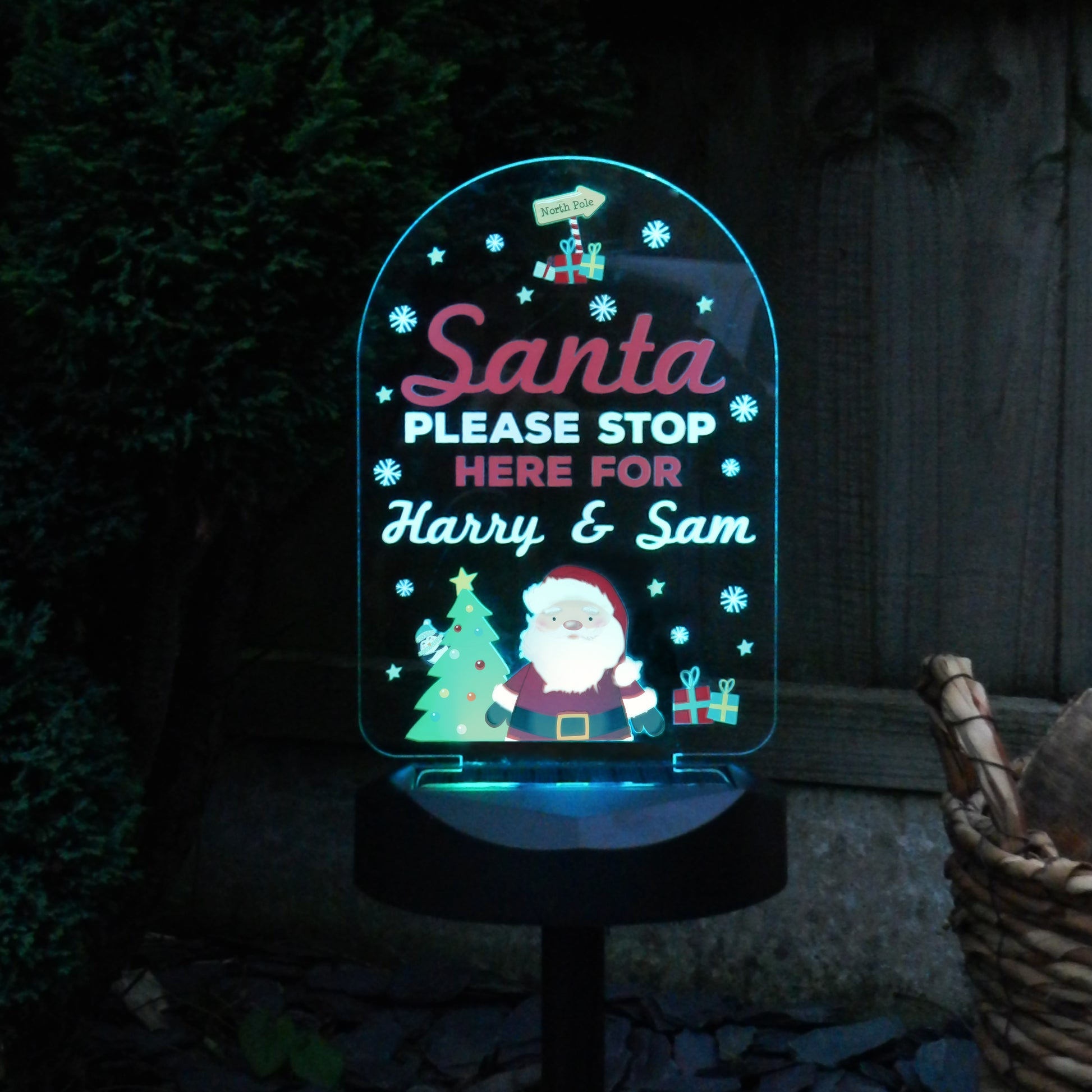 Personalised Santa Stop Here Outdoor Solar Light - image 3